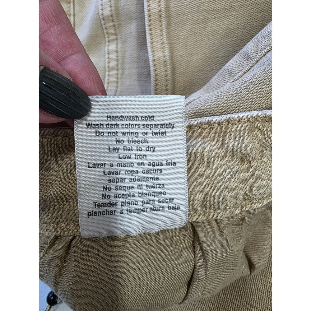 Judy Blue Tan Khaki Garment Dyed Cropped Straigtht Jeans Womens 13/31 - Picture 6 of 10